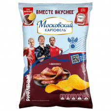 Чипсы Московский Картофель Рифленые Бекон + Соус 59г