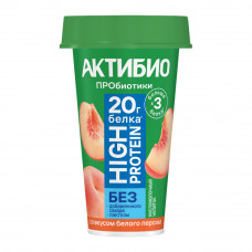 Напиток Кисломолочный Актибио Hi-pro Белый Персик 1,5% 190г