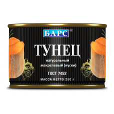 Тунец Натуральный 250гр с Ключом ж/б Барс