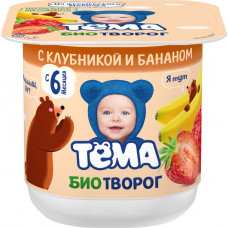Биотворог Тема Клубника Банан 100гр 4,2% Данон