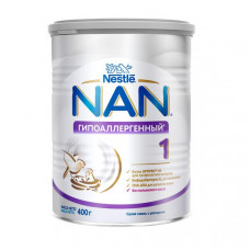 Cмесь Nan 1 Сухая Быстрорастворимая Адаптированная Молочная Гипоаллергенная для Детей с Рождения Железная Банка 400 гр Nestle
