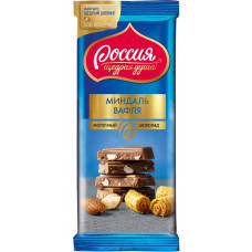 Шоколад Россия Очень Молочный с Миндалем И Вафлей 90-82 гр Nestle