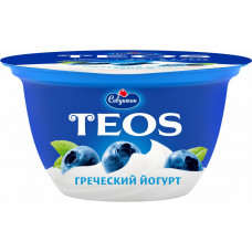 Йогурт Греческий Teos с Фруктовым Наполнителем Черника 2% Пл.ст 140 гр Савушкин Продукт