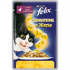 Корм Felix для кошек сенсейшенс утка шпинат в соусе 85 гр Purina