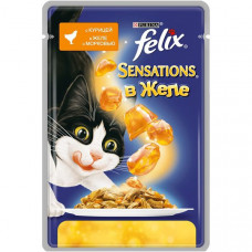 Корм Felix для кошек сенсейшенс курица, морковь в желе 85 гр Purina