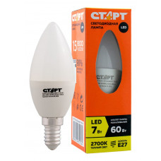 Лампа светодиодная Старт ECO LEDCandle свеча E14 7 Вт (аналог 60 Вт) теплый белый свет А-Зет