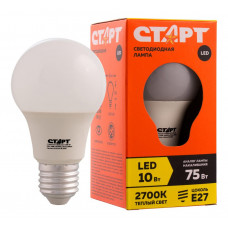 Лампа светодиодная Старт ECO LEDGLSE груша E27 10 Вт (аналог 75 Вт) теплый белый свет А-Зет
