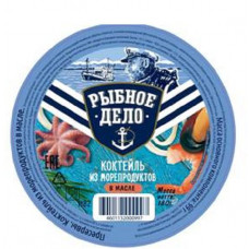 Коктейль Рыбное дело из морепродуктов в масле 180 гр Меридиан