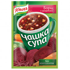 Суп Knorr Чашка супа борщ с сухариками сухая смесь 14,8гр Юнилевер Русь