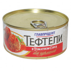Консервы мясорастительные Главпродукт тефтели в томатном соусе 325 гр с ключом ж/б с ключом