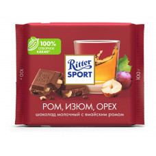 Шоколад Ritter Sport Молочный Ром Изюм Орех 100г