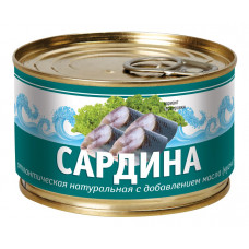 Консервы Рыбные Балт-фиш Плюс Сардина Натуральная с Добавлением Масла 240 гр ж/б