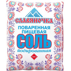Соль Славяночка Пищевая Йодированная Молотая Пакет 1 кг