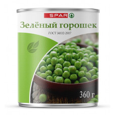 Горошек зеленый Spar 360 гр ж/б